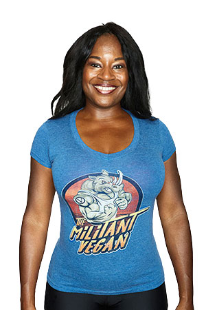 A woman wearing a T-shirt