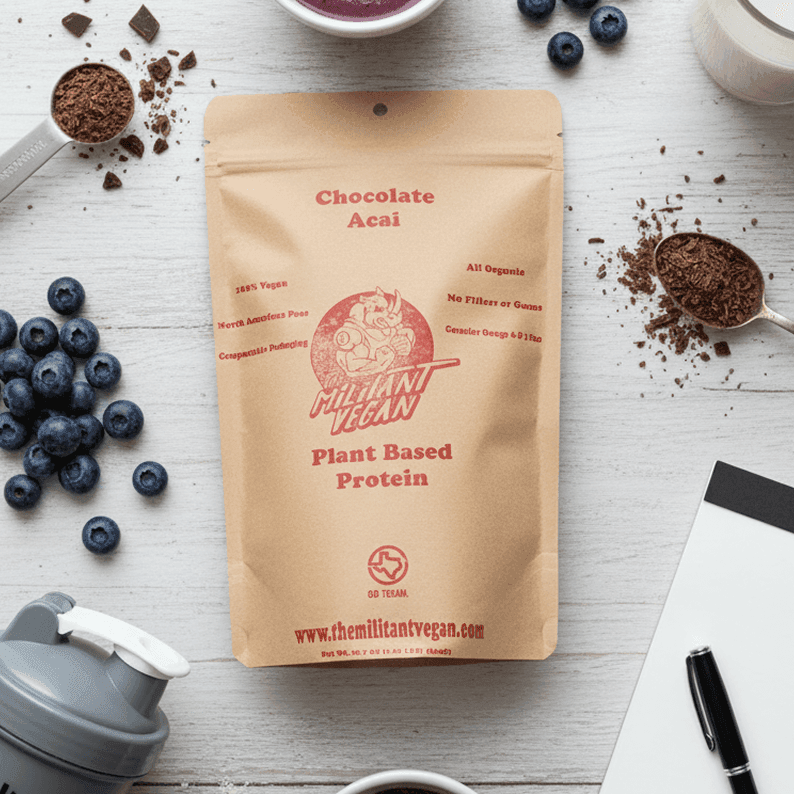 Militant Vegan Protien Powder - Chocolate Acai -3