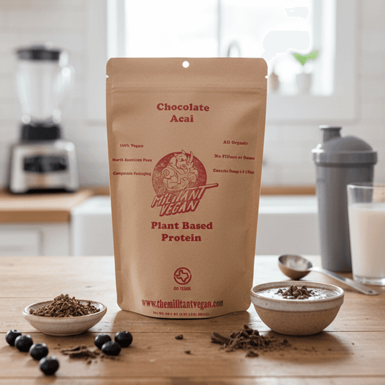Militant Vegan Protien Powder - Chocolate Acai -4